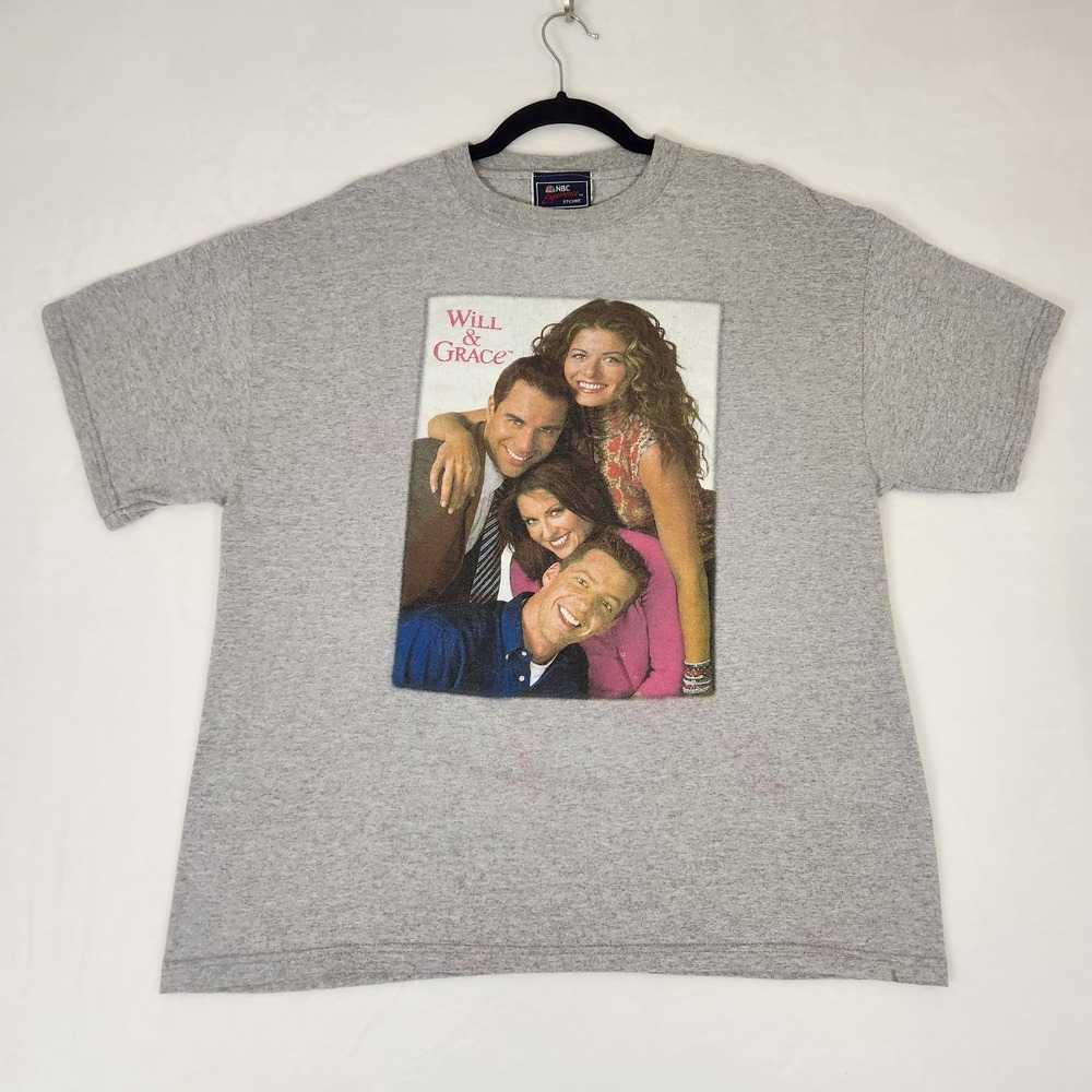 Vintage 2003 Will & Grace NBC Experience Store Graphic T-Shirt Mens Large Gray - Picture 1 of 8